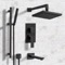 Matte Black Tub and Shower Faucet Set with Handheld, Rain Shower Head